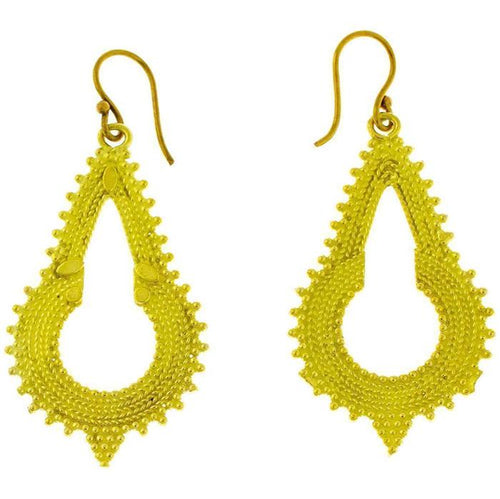 Ohrringe Kreis Spitze Zopf Punkte hell Mandel Messing antik golden Ohrhänger nickelfrei Tribal Brass - chic - net.de