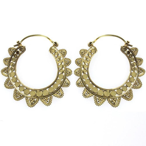 Ohrringe Kreise Dreiecke Punkte rund Messing Brass antik golden Tribal nickelfrei Schmuck Piercing - chic - net.de