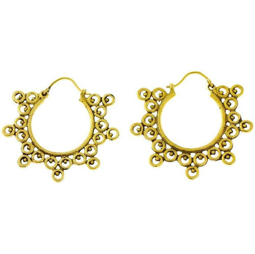Ohrringe Kreise Dreiecke Punkte rund Messing Brass antik golden Tribal nickelfrei Schmuck Piercing - chic - net.de