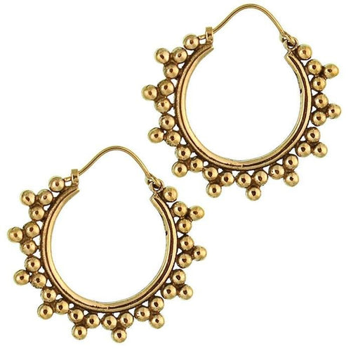 Ohrringe Kugel Dreiecke Tribal Messing Brass antik golden nickelfrei Schmuck Piercing - chic - net.de