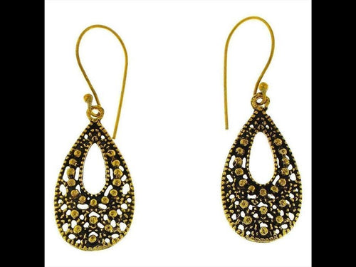 Ohrringe Löcher Punkte Tropfen dunkel Messing antik golden nickelfrei Tribal Brass Ohrhänger - chic - net.de