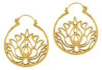 Load image into Gallery viewer, Ohrringe Lotusblume Kreis Rand Messing Brass antik golden Tribal Schmuck - chic - net.de
