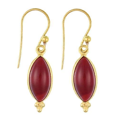 Ohrringe Mandel Granat Dreieck Messing antik golden Tribal Ohrhänger nickelfrei Brass Schmuck - chic - net.de