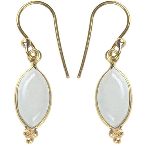 Ohrringe Mandel Mondstein Dreieck Messing antik golden Tribal Ohrhänger nickelfrei Brass Schmuck - chic - net.de