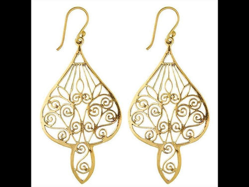 Ohrringe Ornament Spiralen Messing Brass antik golden Tribal Ohrhänger nickelfrei Schmuck Bronze - chic - net.de