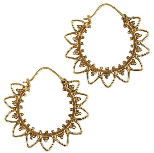 Ohrringe Punkte Dreiecke Blüten Messing Brass antik golden Tribal nickelfrei Schmuck Piercing - chic - net.de