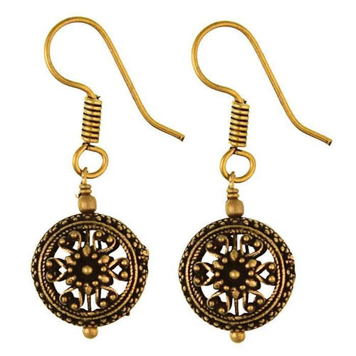 Ohrringe rund Blume Herzen Punkte hohl Messing antik golden Ohrhänger nickelfrei Tribal Piercing - chic - net.de