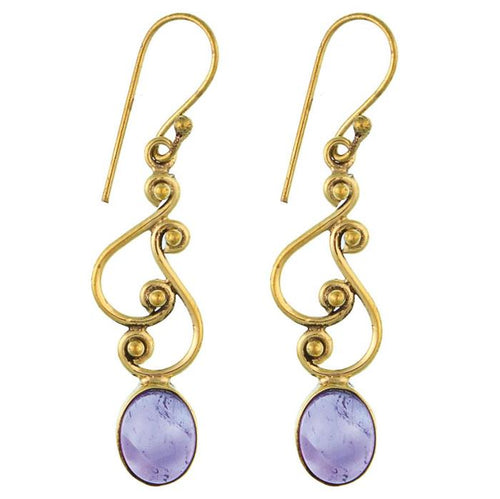 Ohrringe S - Formen Kugeln oval Amethyst Messing antik golden nickelfrei Tribal Ohrhänger - chic - net.de