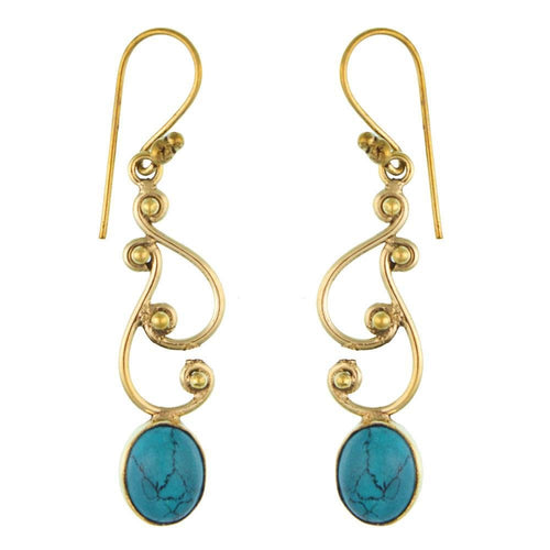 Ohrringe S - Formen Kugeln oval Türkis Messing antik golden nickelfrei Tribal Ohrhänger - chic - net.de