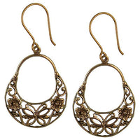 Load image into Gallery viewer, Ohrringe Schmetterling Blumen Kreis Rand Messing Brass antik golden Tribal Schmuck - chic - net.de
