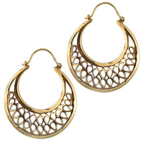 Ohrringe Sichel Tropfen Brass Messing antik golden nickelfrei Tribal Piercing Schmuck - chic - net.de