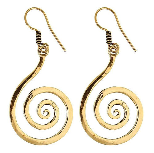 Ohrringe Spirale Glanz Ohrhänger Messing antik golden nickelfrei Tribal Brass - chic - net.de
