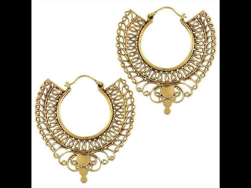 Ohrringe Spiralen Kreise Band Wellen Messing antik golden Tribal nickelfrei Piercing Brass Schmuck - chic - net.de