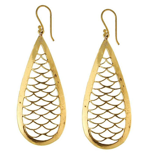 Ohrringe Tannenzapfen glänzend Messing antik golden Damen Ohrhänger nickelfrei Tribal Schmuck - chic - net.de