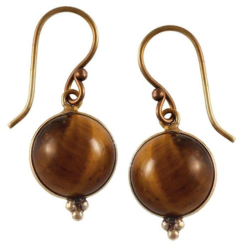 Ohrringe Tigerauge Kreis Dreieck Messing antik golden Damen Ohrhänger nickelfrei Schmuck - chic - net.de