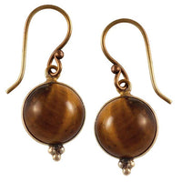 Cargar imagen en el visor de la galería, Ohrringe Tigerauge Kreis Dreieck Messing antik golden Damen Ohrhänger nickelfrei Schmuck - chic - net.de
