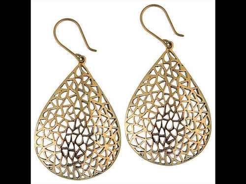 Ohrringe Träne Dreiecke Stanzmuster Messing antik golden Tribal nickelfrei Piercing Schmuck - chic - net.de