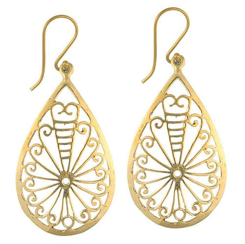 Ohrringe Träne Spiralen glänzend Messing Brass antik golden Tribal Ohrhänger nickelfrei Schmuck - chic - net.de