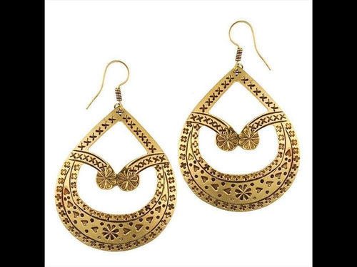 Ohrringe Tropfen Blumen Herzen Kreise Kreuze Messing antik golden nickelfrei Tribal Ohrhänger - chic - net.de