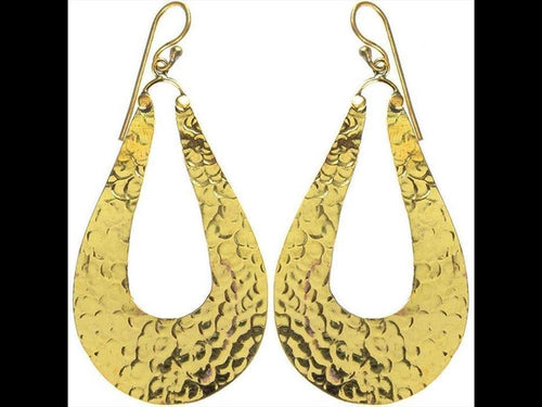 Ohrringe Tropfen Bogen gehämmert Messing antik golden Tribal Ohrhänger nickelfrei Schmuck Brass - chic - net.de