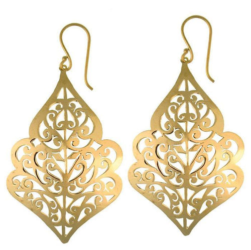 Ohrringe Tropfen Bögen Spiralen Messing antik golden nickelfrei Tribal Brass Ohrhänger - chic - net.de