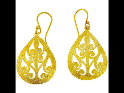 Ohrringe Tropfen dick gebürstet Spiralen Messing antik golden nickelfrei Tribal Brass Ohrhänger - chic - net.de