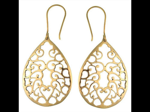 Ohrringe Tropfen dick Muster spiralig Messing Brass antik golden Tribal Ohrhänger nickelfrei Schmuck - chic - net.de