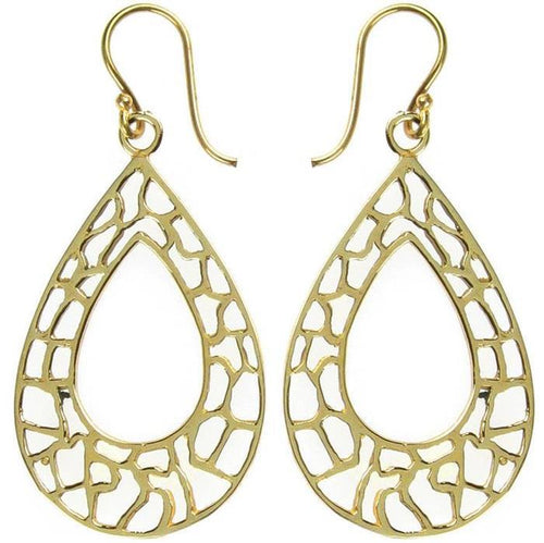 Ohrringe Tropfen hohl Muster glänzend Messing antik golden Damen Ohrhänger nickelfrei Tribal Schmuck - chic - net.de