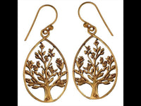 Load image into Gallery viewer, Ohrringe Tropfen rund Baum Blüten Blätter Messing antik golden Tribal Ohrhänger - chic - net.de
