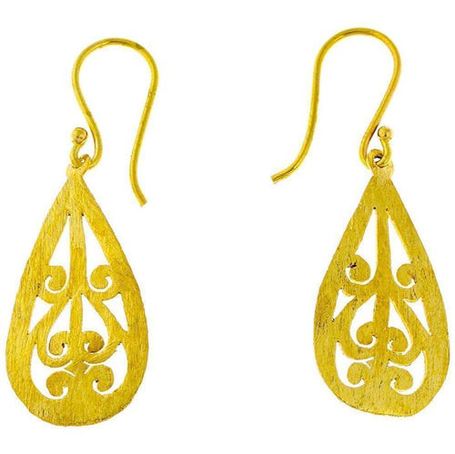 Ohrringe Tropfen schmal gebürstet Spiralen Messing antik golden nickelfrei Tribal Brass Ohrhänger - chic - net.de