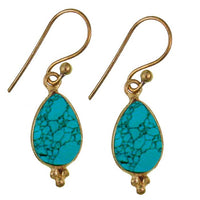 Load image into Gallery viewer, Ohrringe Tropfen Türkis Dreieck Messing antik golden Tribal Ohrhänger Brass Schmuck - chic - net.de
