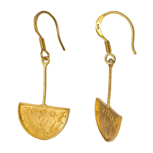 Ohrringe vergoldet Steinzeit Halbkreis Stab 925 Silber matt 25mm Goldschmiedearbeit - chic - net.de