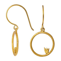 Cargar imagen en el visor de la galería, Ohrringe vergoldet Tulpe im Kreis 925er Silber matt 19 mm Goldschmiedearbeit - chic - net.de
