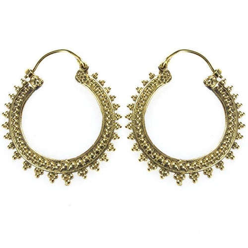 Ohrringe zweireihig Punkte Dreiecke Kreis Messing antik golden Tribal nickelfrei Schmuck Piercing - chic - net.de