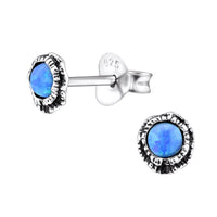 Load image into Gallery viewer, Ohrstecker 925 Silber Opal E - Coat oxidiert Muschel - chic - net.de
