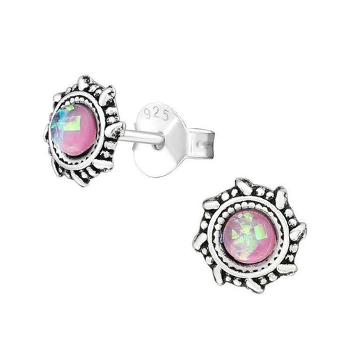 Ohrstecker 925 Silber Opal E - Coat oxidiert Sonne Rad - chic - net.de