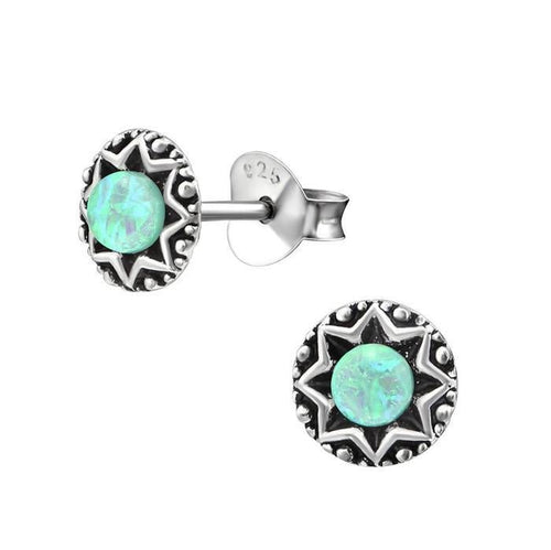 Ohrstecker 925 Silber Opal E - Coat oxidiert Stern - chic - net.de