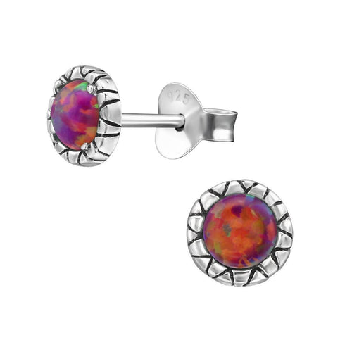 Ohrstecker 925 Silber Opal E - Coat oxidiert Zacken - chic - net.de