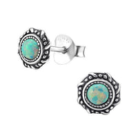 Load image into Gallery viewer, Ohrstecker 925 Silber Opal E - Coat oxidierter Rand - chic - net.de
