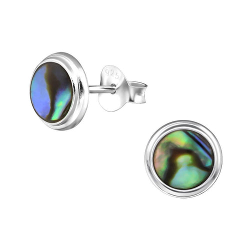Ohrstecker 925 Silber rund E - Coat Abalone Farbwechsel - chic - net.de