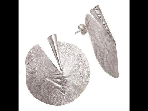 Ohrstecker 925er Sterlingsilber rund aufgerollt lederartig 36mm Goldschmiedearbeit - chic - net.de