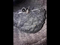 Load image into Gallery viewer, Ohrstecker schwarz Stein Onyx oval Rand Zopfmuster 925 Sterlingsilber - chic - net.de
