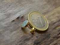 Load image into Gallery viewer, Ohrstecker Silber 925 vergoldet crushed Stein Malachit rund - chic - net.de
