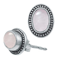 Load image into Gallery viewer, Ohrstecker weiß Mondstein oval, silber Rand Zopfmuster Rand Ohrringe 925er Sterlingsilber - chic - net.de
