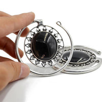 Cargar imagen en el visor de la galería, Piercing Ohrgewicht Brass oval Stein schwarz 4,7mm - chic - net.de
