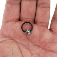 Load image into Gallery viewer, Piercing Ring Pegasus Pferd Edelstahl bunt schwarz 0.8mm - chic - net.de

