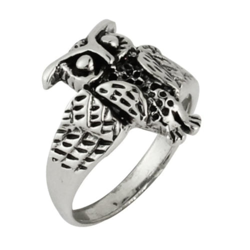 Ring Eule dunkel oxidiert glänzend 925 Sterling Silber - chic - net.de