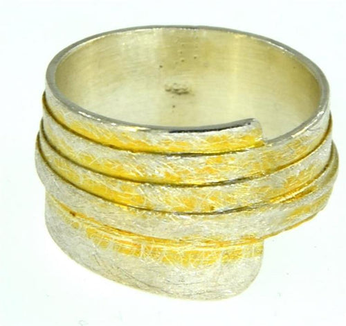Ring Silber 925 vergoldet gebürstet Bänder Bandring - chic - net.de