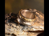 Load image into Gallery viewer, Ring Silber vergoldet Ringe beweglich Blätter Textur - chic - net.de
