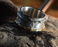 Load image into Gallery viewer, Ring Silber vergoldet Ringe beweglich Blätter Textur - chic - net.de
